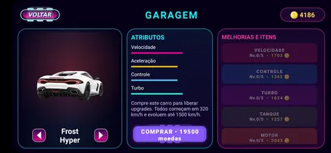 Garagem com o carro Frost Hyper