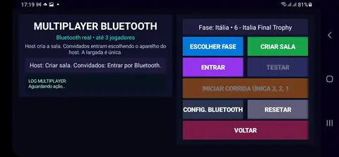 Tela de multiplayer por Bluetooth