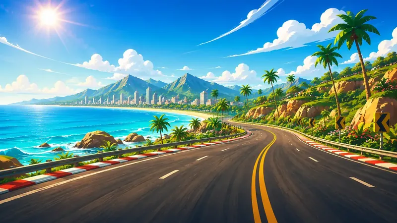 Pista do Turbo Race passando por uma cidade